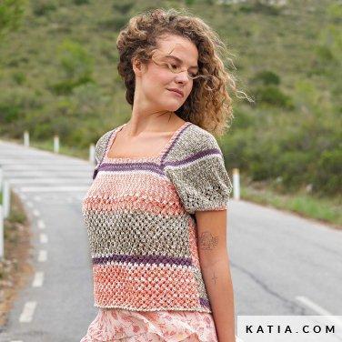 pattern_knit_crochet_woman_t_shirt_spring_summer_katia_6223_10_p.jpg Журнал Katia Casual 112 SS23 — изображение 4